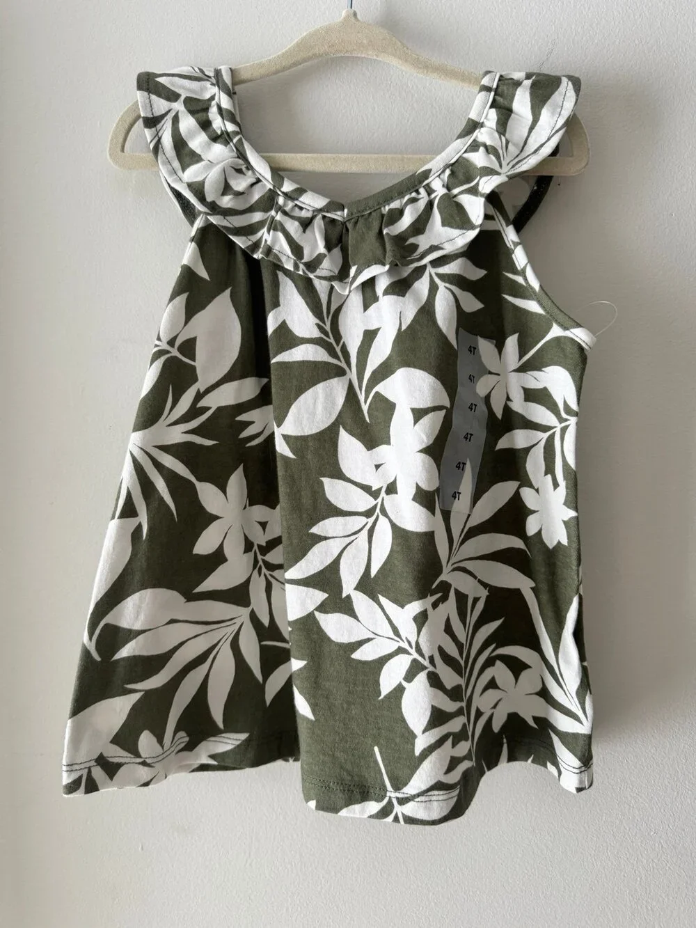 Old Navy Toddler Girls V-Neck Ruffle Trim Swing Tank Top 4T
